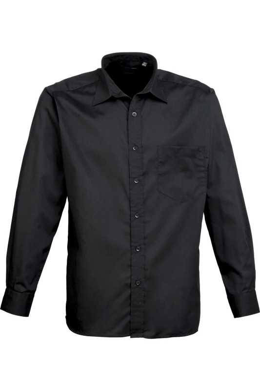 Image of Premier Premier Men Poplin Long-Sleeved Formal Shirt in Black One Size Male 5055805354716