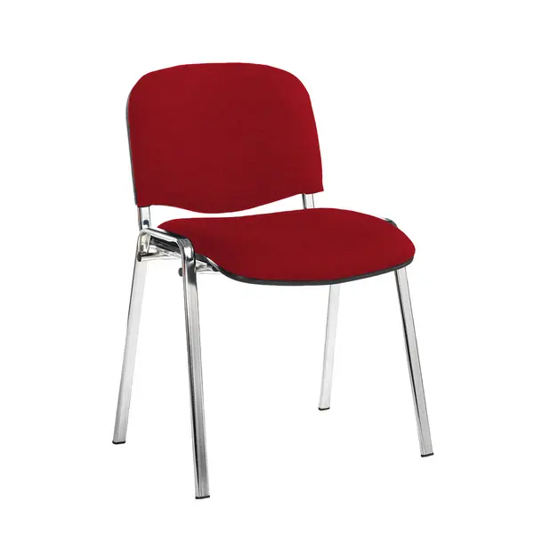 Image of Taurus Padded Stackable Waiting Room Chair - Chrome - No Arms - Panama Red