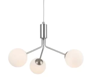 Image of Montana 3 Light Globe Fitting Brushed Steel with Opal White Glass