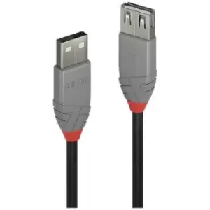 Image of LINDY USB cable USB 2.0 USB-A plug, USB-A socket 0.2 m Black, Grey 36700