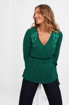 Image of Exceptional Embroidered Wrap Blouse