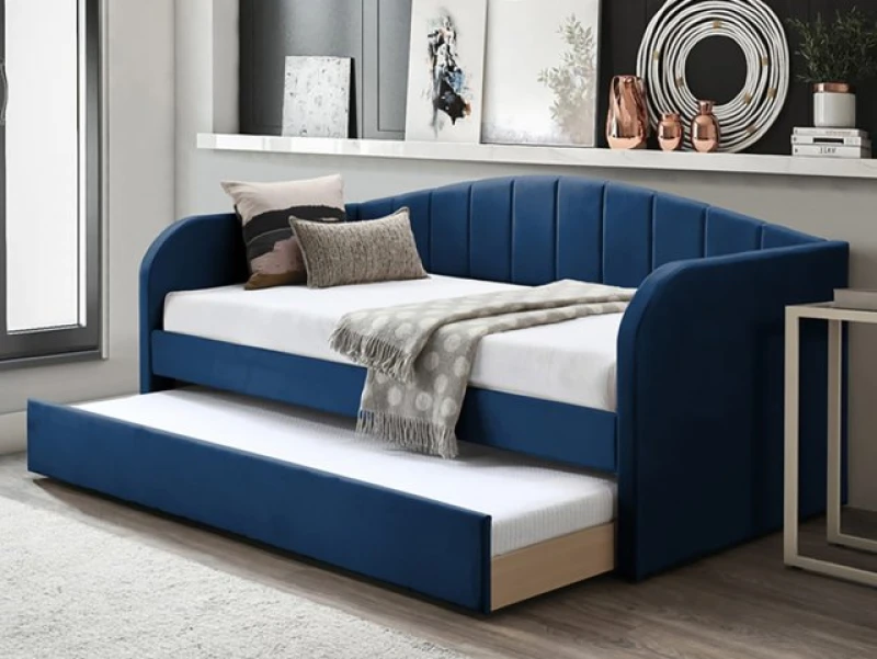 Image of Flintshire Fabric Blue Guest Bed Frame - 3ft Single