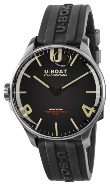 Image of U-Boat 8463/B Darkmoon 44mm Black Dial Stainless Steel Watch