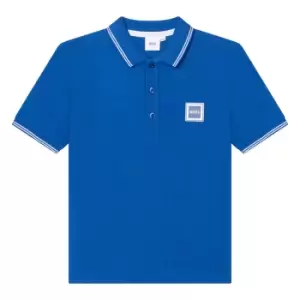 Image of Boss Kids Boys Tipped Collar Polo Shirt In Blue - Size 14 Years