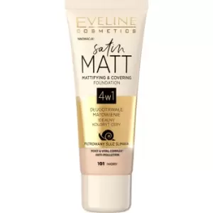 Image of Eveline Cosmetics Satin Matt Mattifying Foundation with Snail Extract Shade 101 Ivory 30ml