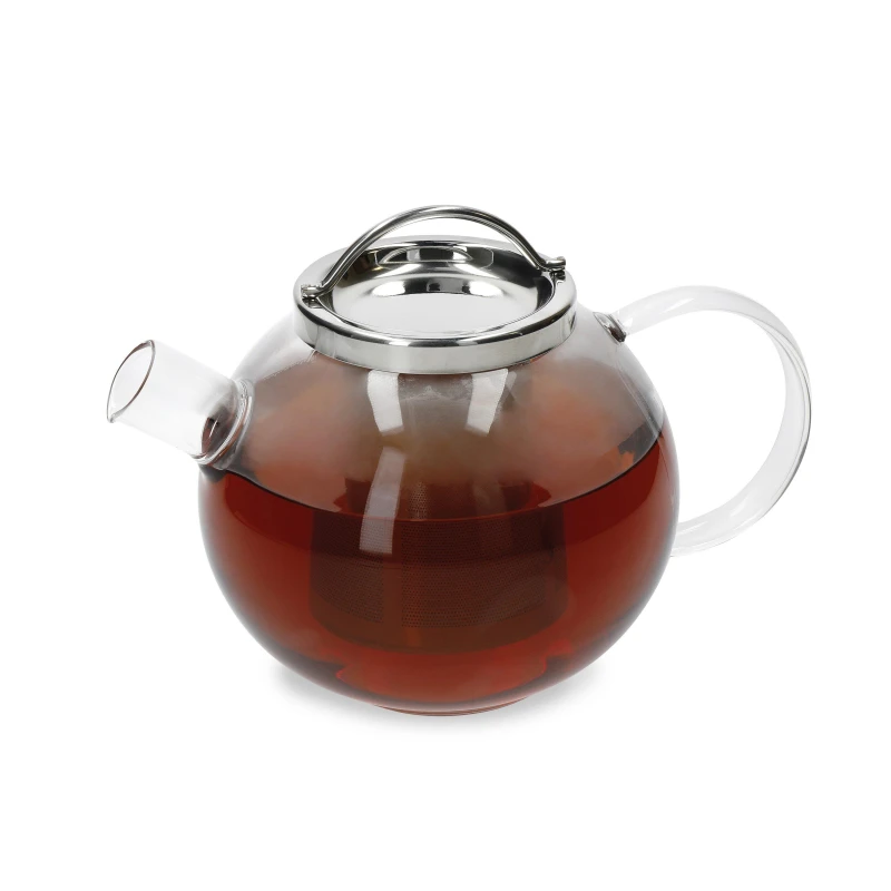 Image of La Cafetiere Glass 1 Litre Darjeeling Teapot, 1 Litre, Gift Boxed Metallic Silver