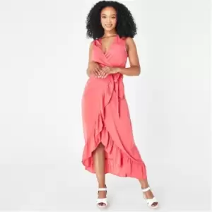 Image of Biba Ruffle Wrap Dress - Orange