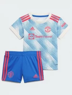 Image of Adidas Manchester United Baby 21/22 Away Mini Kit, Blue, Size 6-9 Months