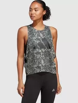 Image of adidas Training Icons Printed Graphic Vest - Green, Size L, Women