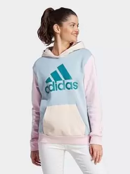 Image of adidas Sportswear Essentials Logo Boyfriend Fleece Hoodie - Blue Size XS, Women