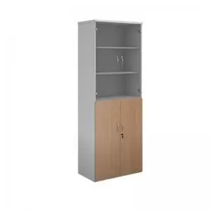 Image of Duo combination unit with glass upper doors 2140mm high with 5 shelves