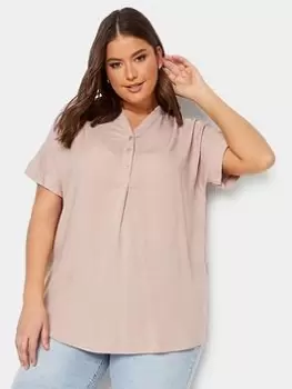 Image of Yours Yours Half Placket Blouse, Pink, Size 20, Women