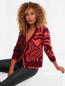 Image of Joe Browns Animal Flower Mix Cardigan -red, Red, Size 10, Women