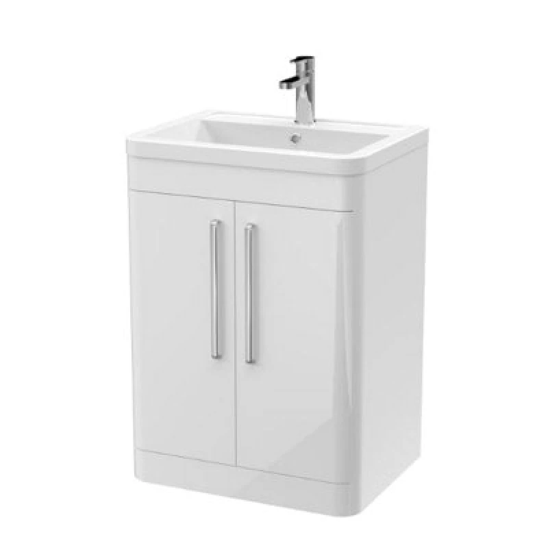 Image of Parade Floor Standing 2 Door Vanity Unit with Ceramic Basin Soft Black