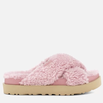 Image of UGG Womens Fuzz Sugar Cross Slide Sustainable Slippers - Shell - UK 3