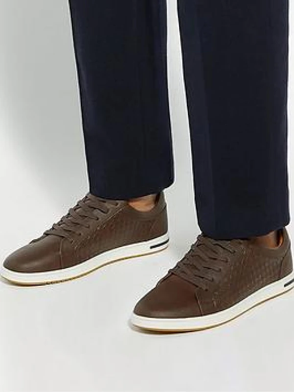 Image of Dune London Dune London Men 'Tezzy Weave' Trainers in Brown Size: 12 Brown 12 Male 5050808803339