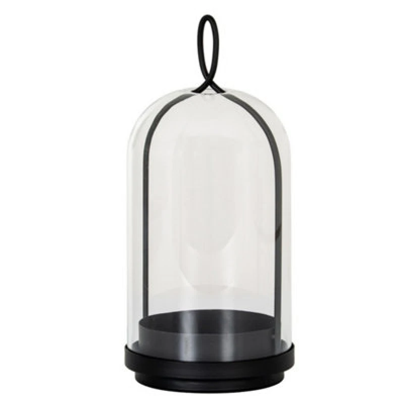 Image of Hill Interiors Nysa Large Candle Holder With Glass Cloche - L15 X W15 X H35cm - Black