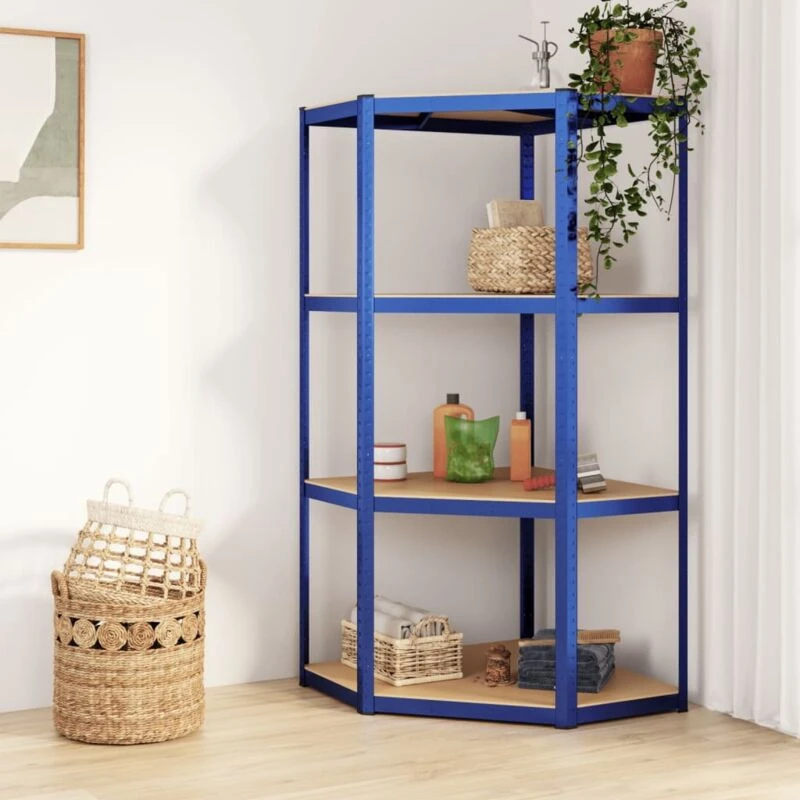 Image of VIDAXL Vidaxl - 4-Layer Corner Shelf Blue Steel&Engineered Wood 8720287138167