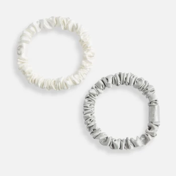Image of ESPA Home Small Silk Scrunchie - Pearl White & Moonlight Grey