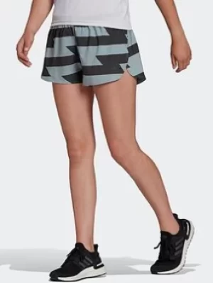 Image of adidas Run Fast Running Split Shorts, Green, Size L, Women