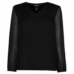 Image of DKNY Stud Blouse - BLACK