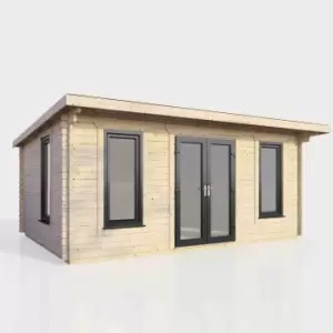 Image of Power 18' x 10' Pent Log Cabin - Central Doors