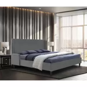 Image of Shanaya Bed Double Plush Velvet Grey