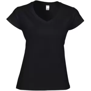 Image of Gildan Ladies Soft Style Short Sleeve V-Neck T-Shirt (2XL) (Black)