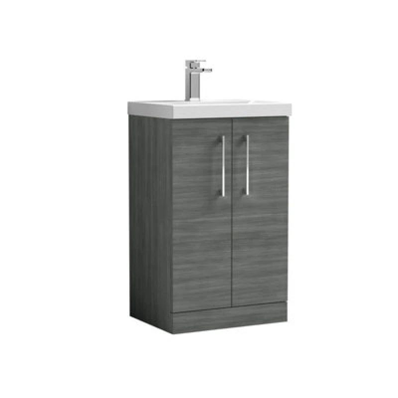 Image of Balterley Bathroom Floor Standing 2-Door Vanity Basin, Anthracite, 500mm in Grey Grey Unisex