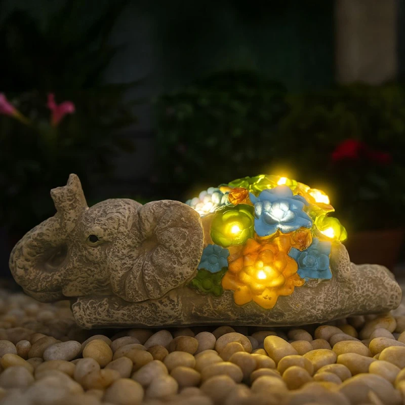 Image of ILFD Group Ltd Solar Elephant Garden Ornament 23Cm / 9" - Pack Of 6