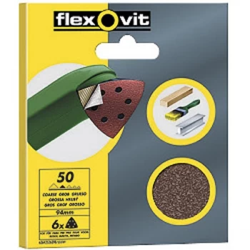 Image of Flexovit Delta Sanding Sheets - 6 Pack (94mm) 50g (Coarse)