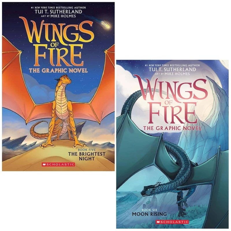 Image of Wings of Fire Graphic Novel 2 Book Set The Brightest Night Moon Rising For Young Readers Tui T. Sutherland Books