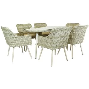 Image of Charles Bentley Roma 6-Seater Premium Rattan Dining Set - Beige