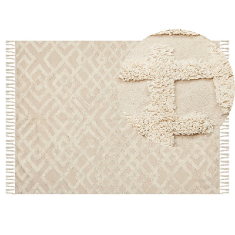 Image of Beliani Rug Ardahan Beige 140 X 200 Cm Cotton