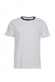 Image of Mens French Connection Fine Stripe Jersey T Shirt White