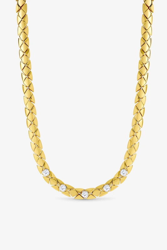 Image of Jon Richard 18K Gold Plated Crystal Flat Chain Necklace Gold female One Size