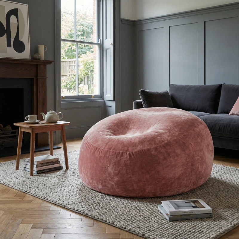 Image of Urban Meuble Modern Round Bean Bag Sofa Chair Pink unisex One Size