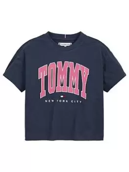 Image of Tommy Hilfiger Girls Bold Varsity T-Shirt - Navy
