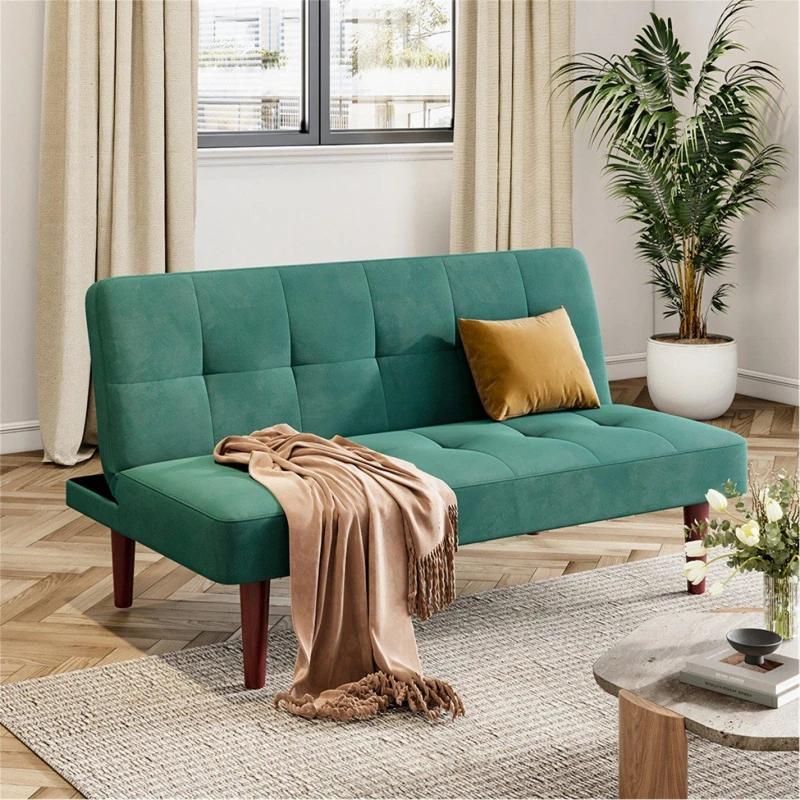 Image of Kabinet UK Small Modern 2-Seater Sofa Bed Green Brown unisex One size