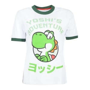Image of Nintendo - Yoshi'S Adventure Womens Medium T-Shirt - White/Green