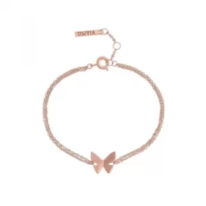 Image of Ladies Olivia Burton Rose Gold Plated Butterfly Chain Bracelet