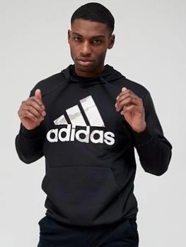 Image of adidas Essentials BOS Camo Hoodie - Black, Size L, Men