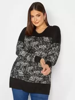 Image of Yours Printed Long Sleeve Top, Black, Size 16, Women