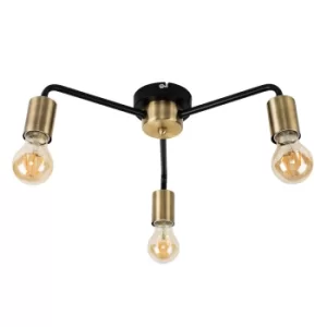 Image of Connell 3 Way Ceiling Light in Antique Brass and Black