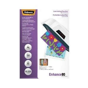 Image of Fellowes A4 Self Adhesive Enhance Laminating PouchesPack of 10053022