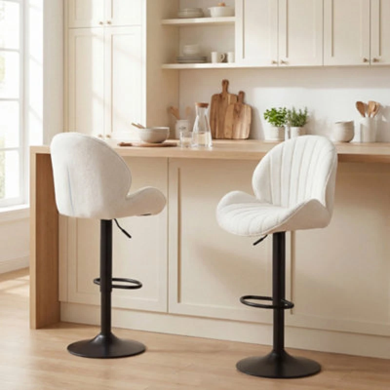 Image of Homcom Modern Bar Stools Set Of 2, Swivel Counter Height Barstools, Cream
