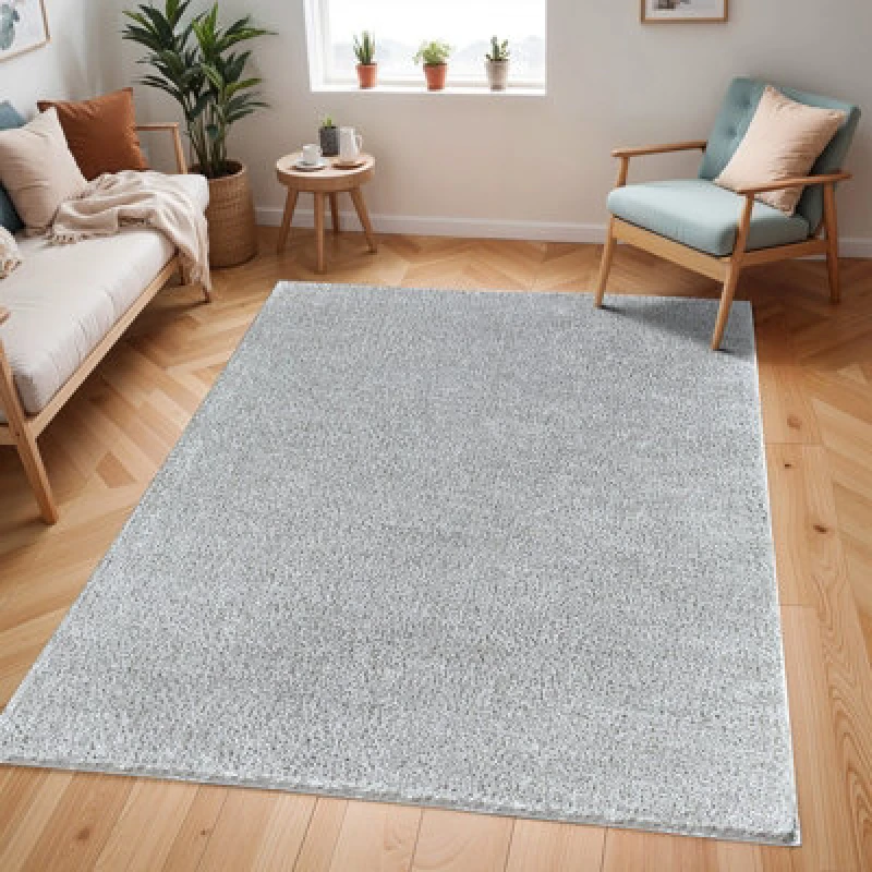 Image of Livabliss Shaggy Solid Color Plush Pile Grey Claire Area Rug 200 X 275cm - Easy Care, Non Shedding, Ideal For Living Room & Bedroom
