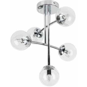 Image of 5Way Ceiling Light Chrome Cross Bar - No Bulbs