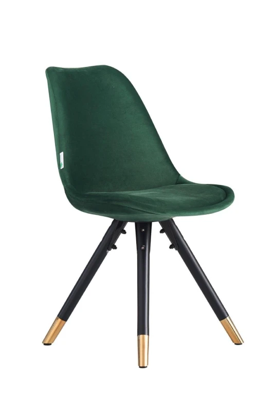 Image of Life Interiors Life Interiors Single Sofia Ergonomic Modern Dining Chair Upholstered in Velvet, Metal Legs with Gold End Caps in Green Green One Size
