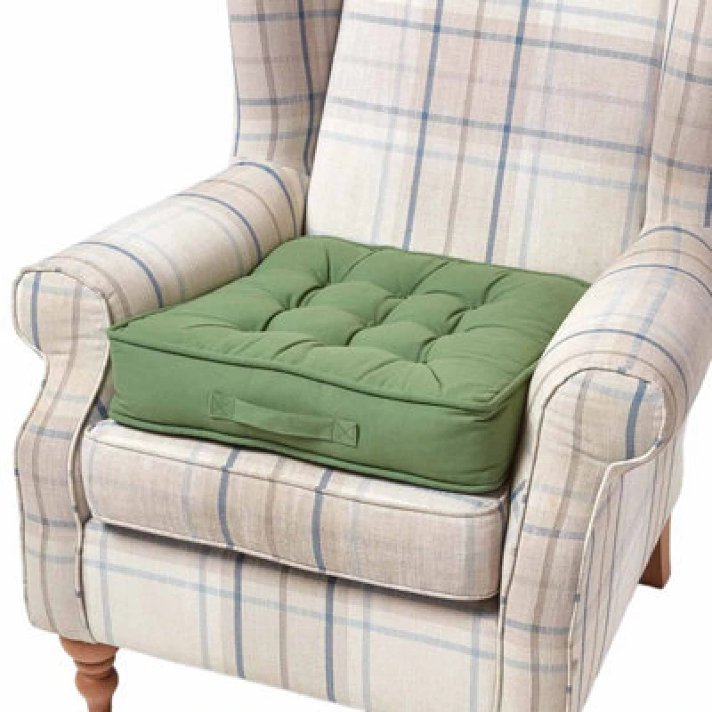 Image of Homescapes Cotton Armchair Booster Cushion Dark Green